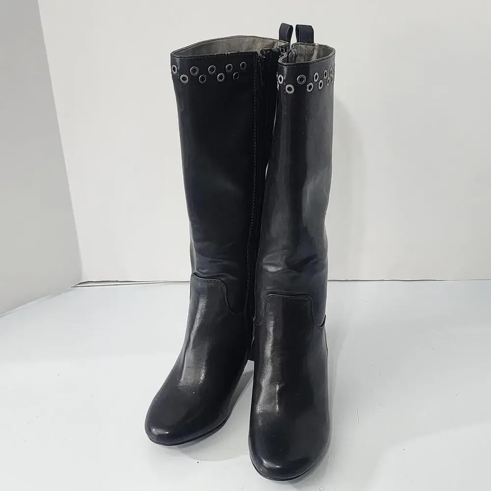 906 Kim Rogers JENNA Tall Black Boots Block Heel Size 6M